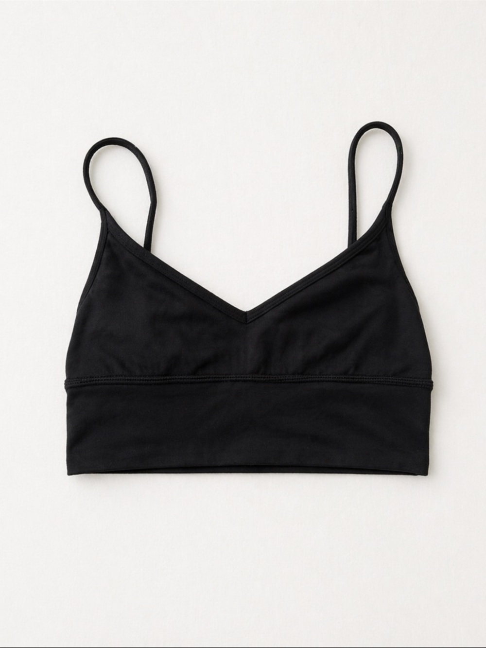 Lululemon Black Longline Sports Bra Size 4 V-Neck Spaghetti Strap